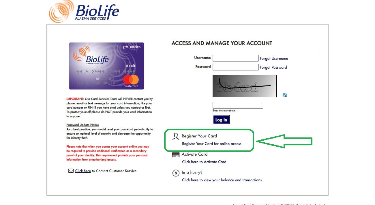 BioLife Debit Card Online Access