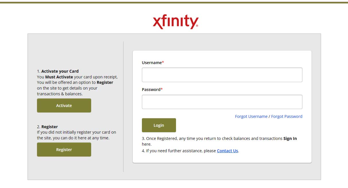 Log In to Xfinity Prepaid Card at mycardintel.com